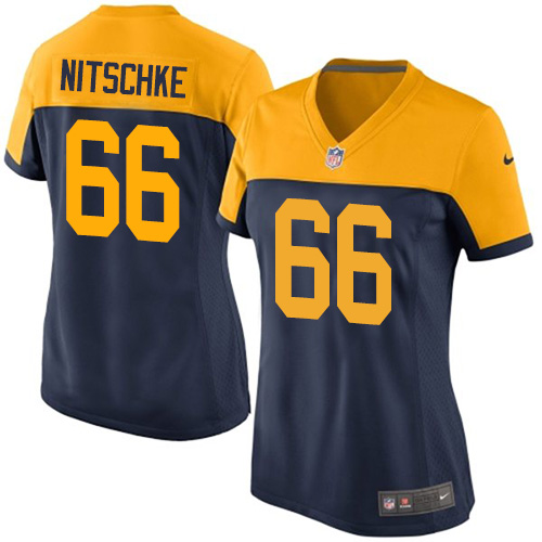 Women's Elite Ray Nitschke Nike Jersey Navy Blue Alternate - #66 NFL Green Bay Packers